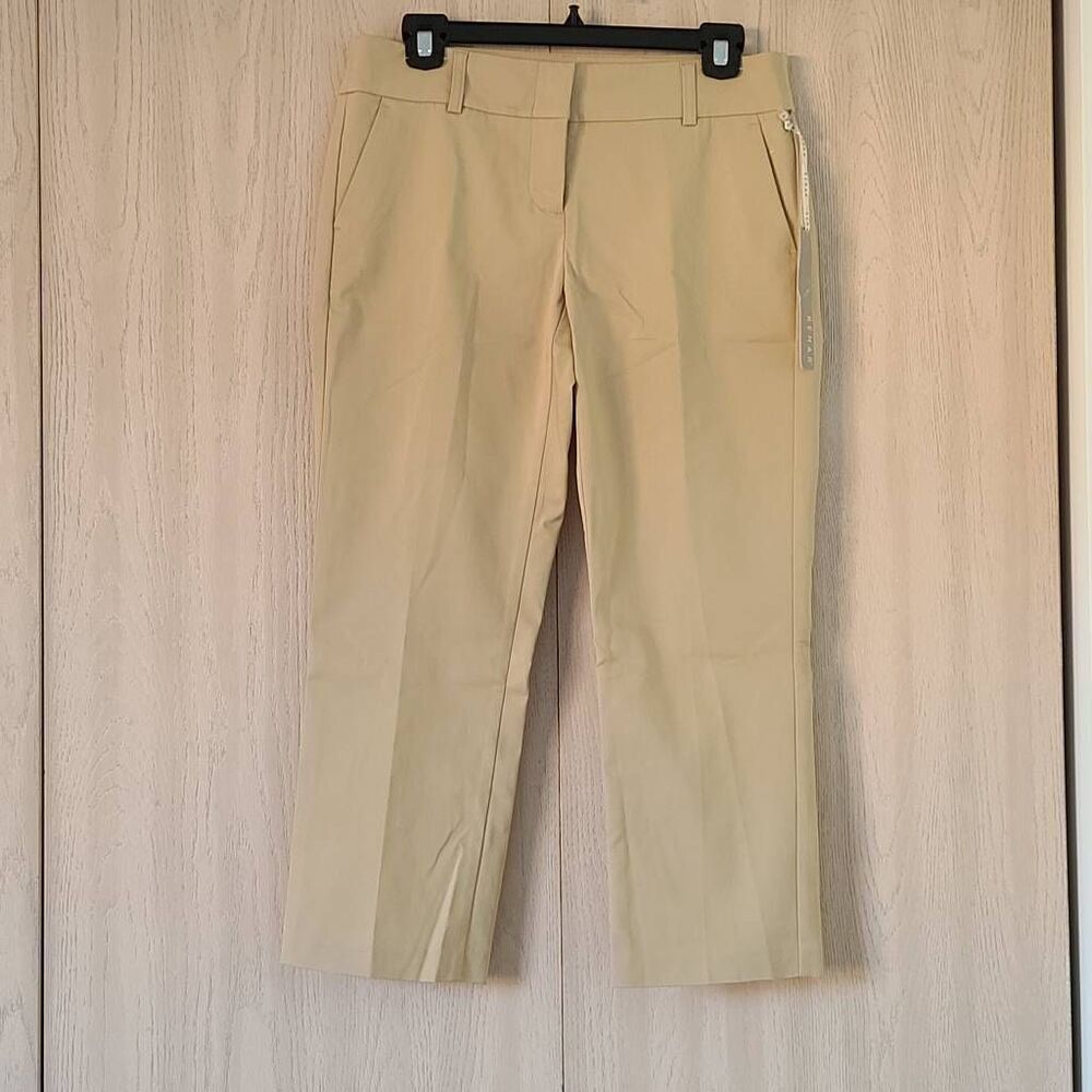 NWT Kenar Women's Khaki Solid Flat Front Cotton Blended Pants Size 4